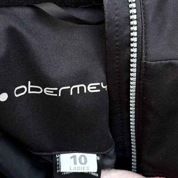 Obermeyer Ski Jacket Women's 10 Black Neon Pink & Green Full Zip Hooded Coat - Picture 12 of 15